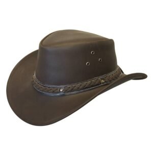 Conner Hats - Down Under Leather Outback Hat : Brown, Large