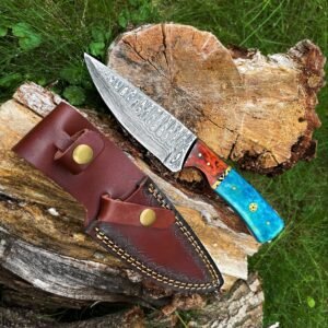 Titan International - Hand forged knife, Damascus knife, Drop- Style blade, Black